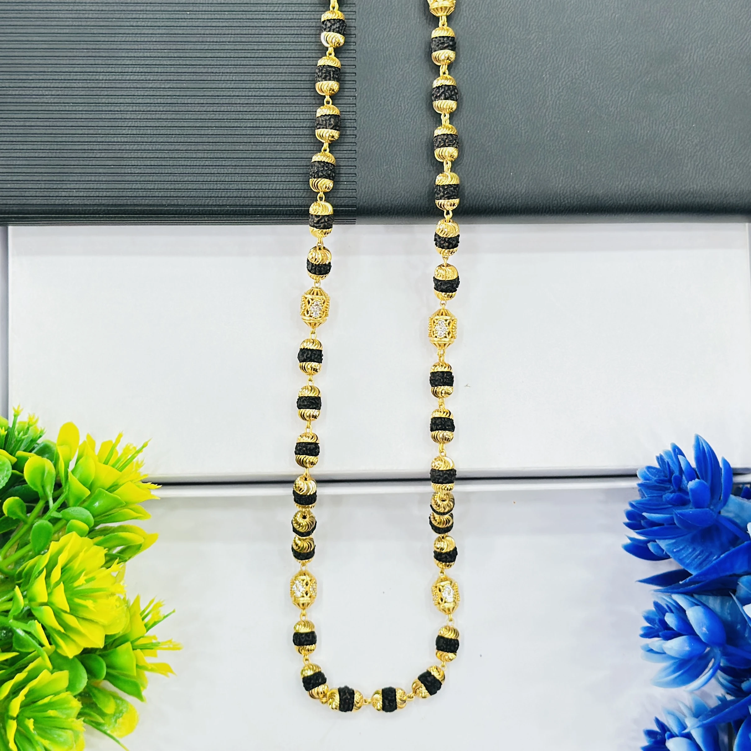 Gold -plated Rudraksha mala