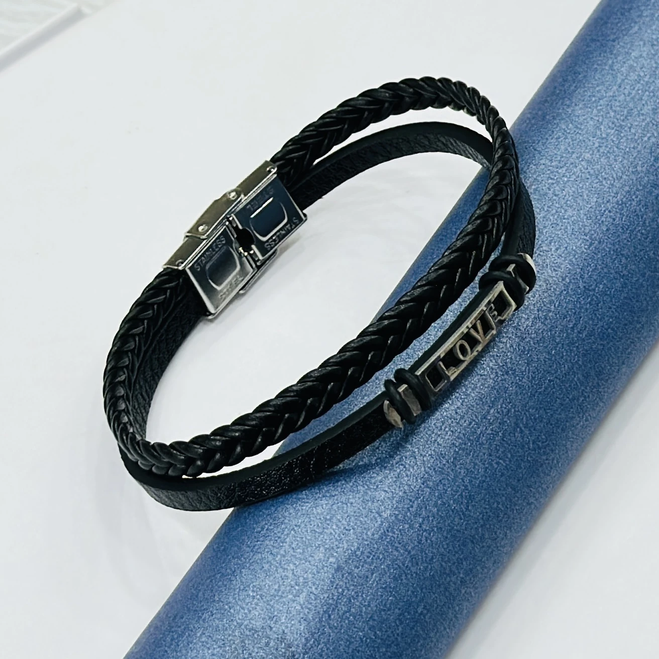 Men's Genuine Braided Leather Bracelet,
