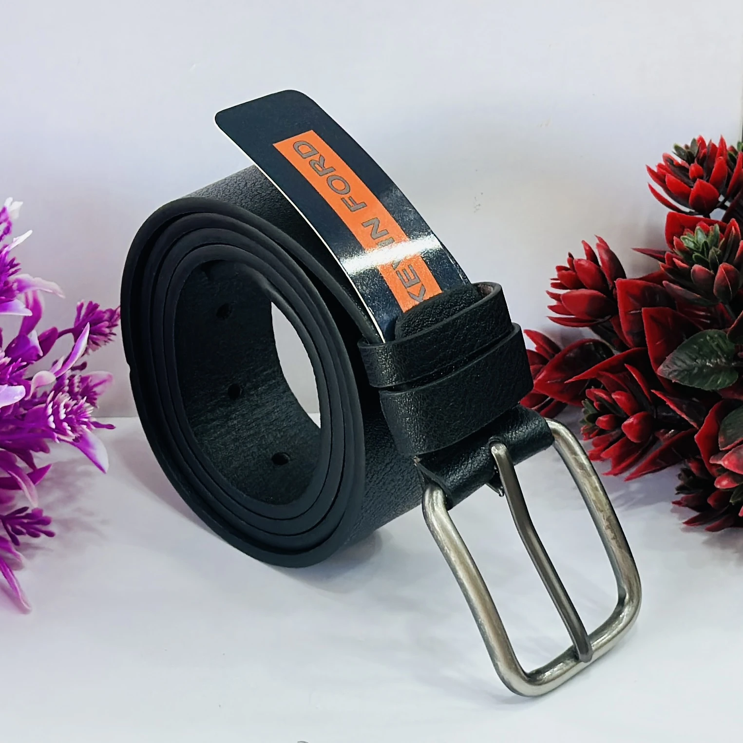 Black leather belt