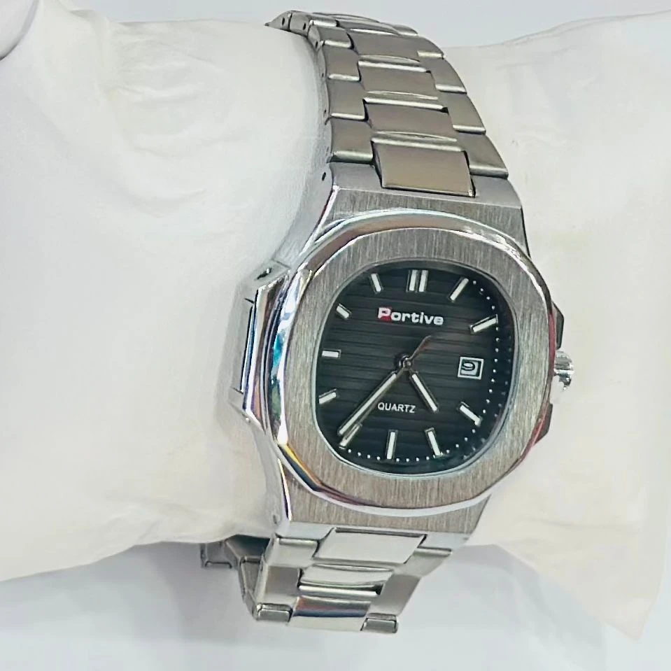 Portive Men's Silver Classic Analog Durable Stainless Steel Strap Formal Style Designed Watch