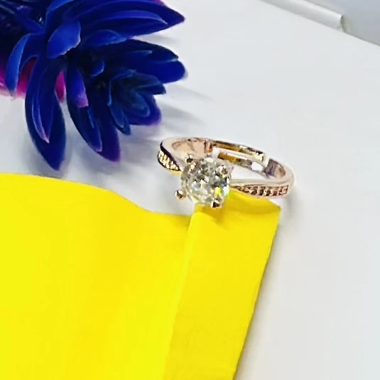 Rose gold-toned, adjustable solitaire ring