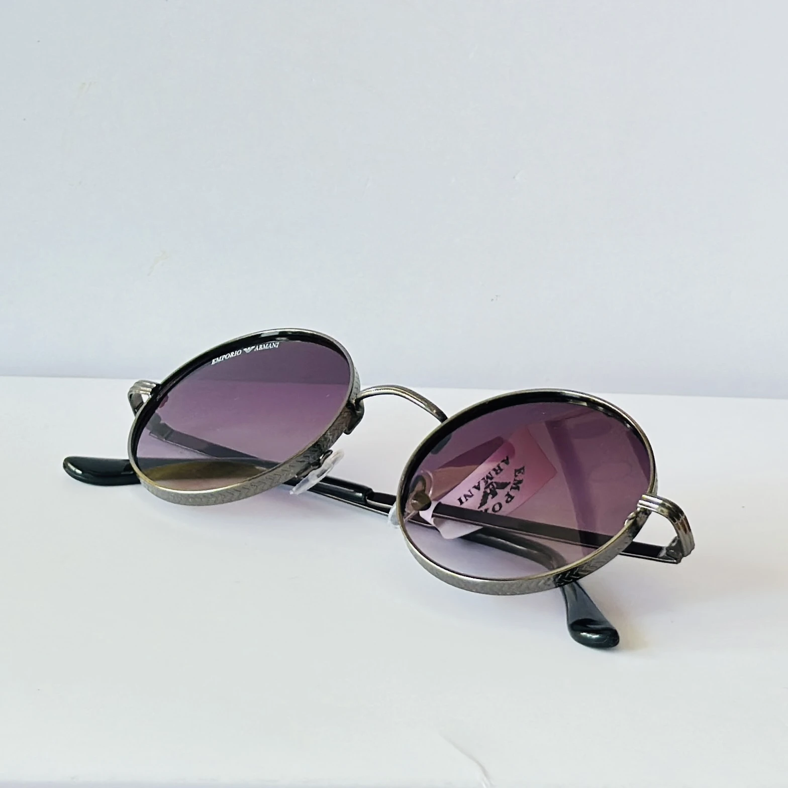 Emporio Armani round metal frame sunglasses