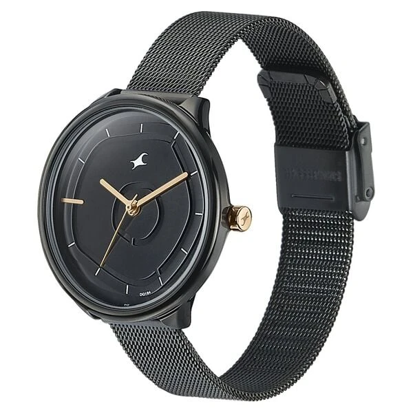 Fastrack Stunners Quartz Analog Black Dial Stainless Steel Strap Watch for Girls  Model No.NT6303KM01