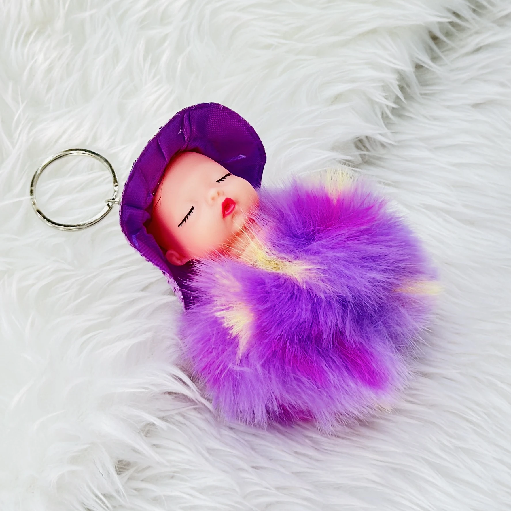 plush sleeping baby doll keychain,