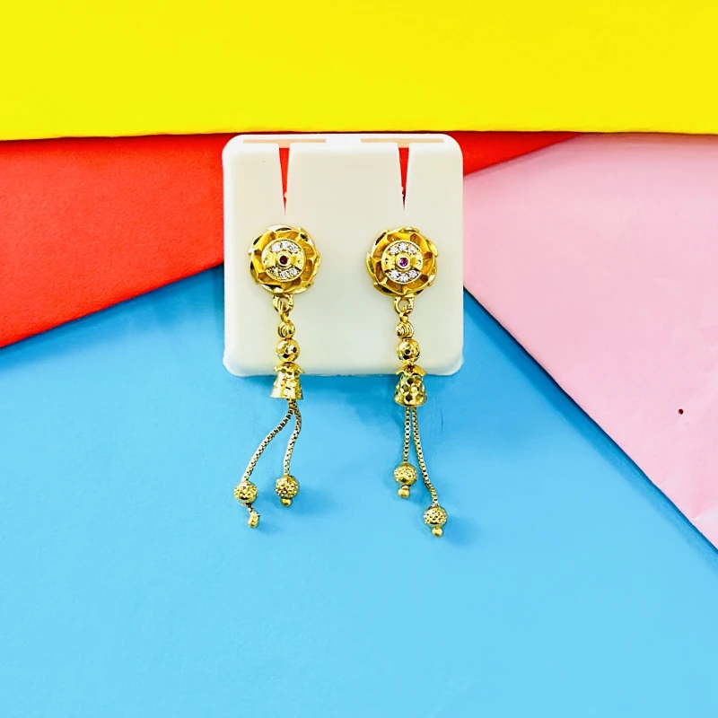 pair of gold-plated traditional drop earrings