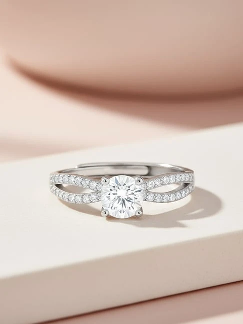 Promise of Forever Solitaire Rhodium Plated Ring.