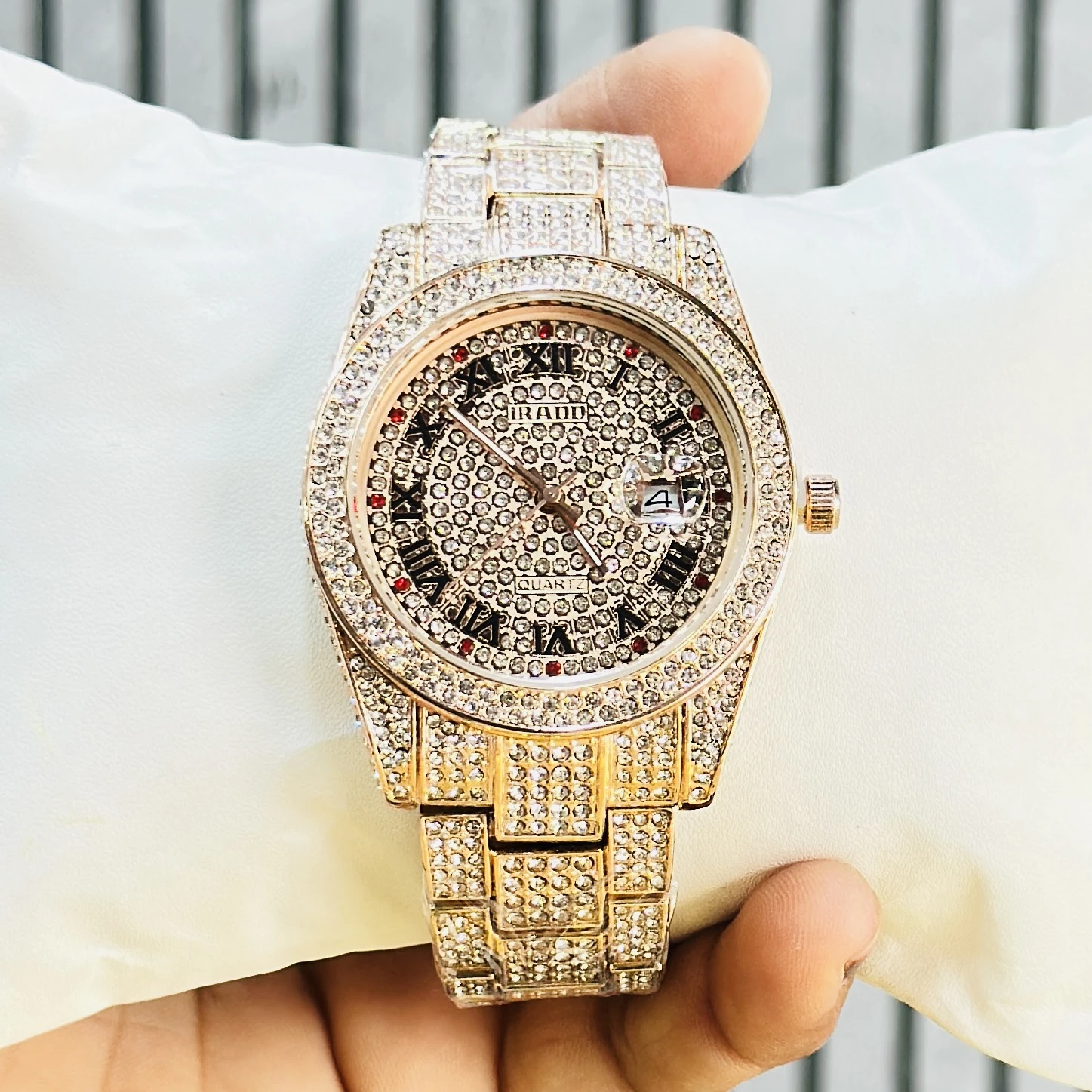 Charles Raymond diamond-studded quartz watch