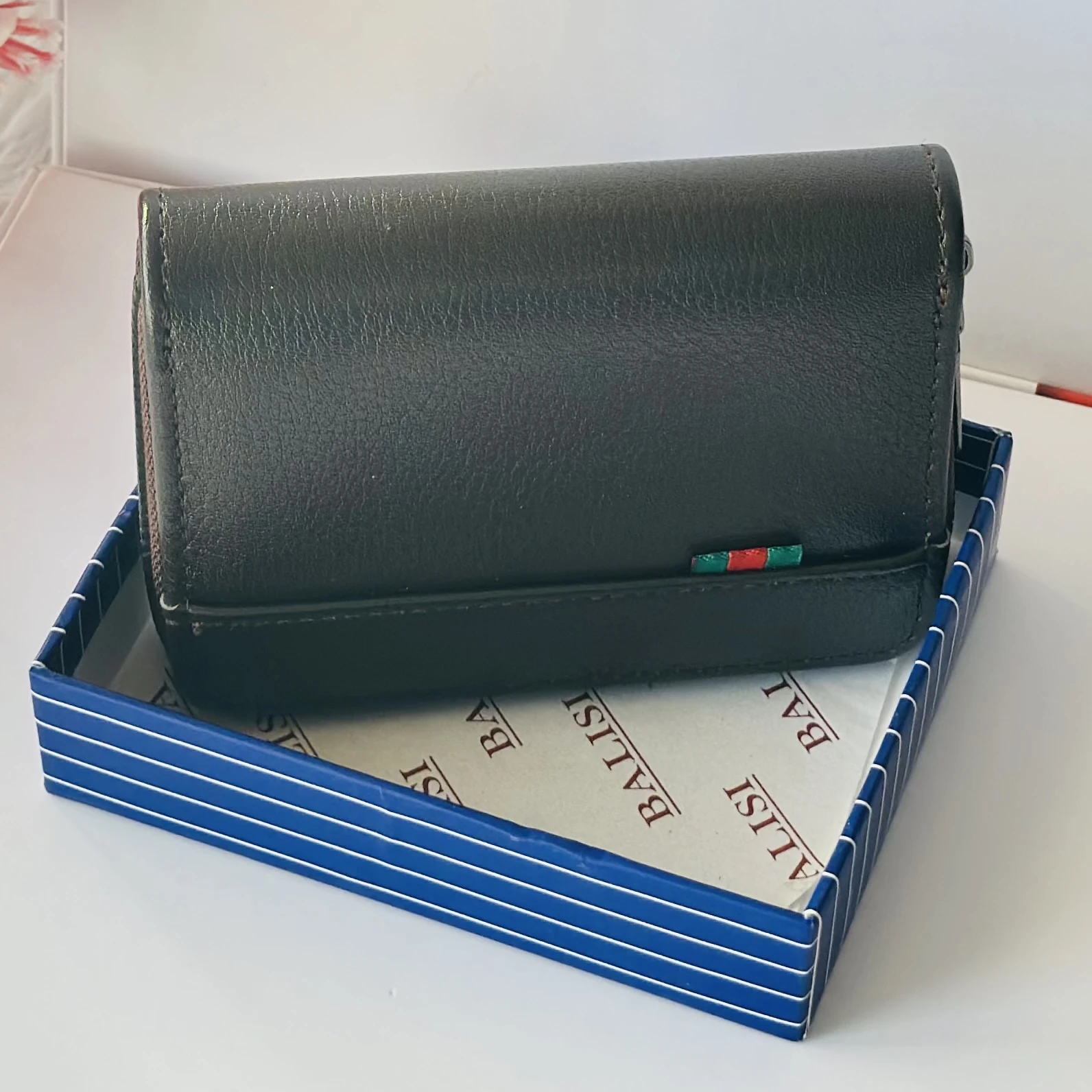 Black bi-fold leather wallet by Balisi