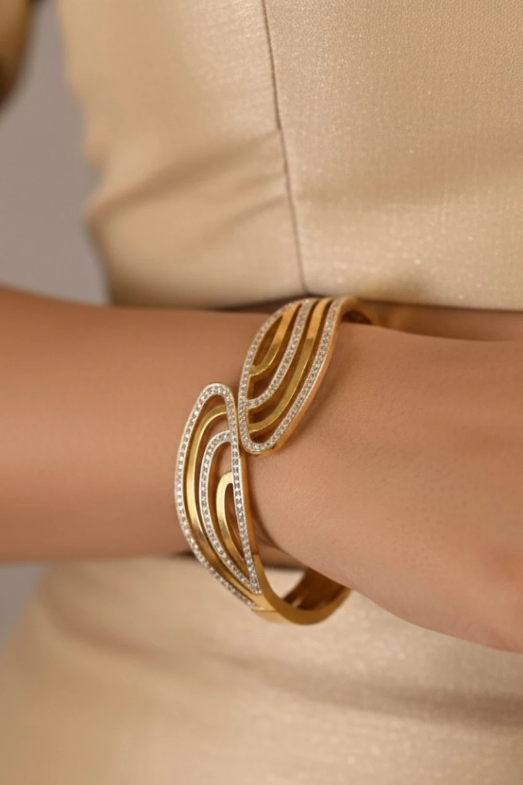 Gold plated stainless steel cuff bracelet