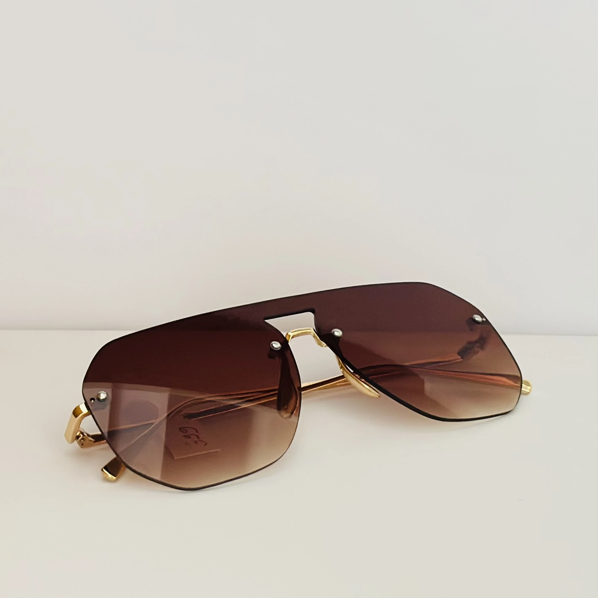 Khan semi-rimless sport shield aviator sunglasses