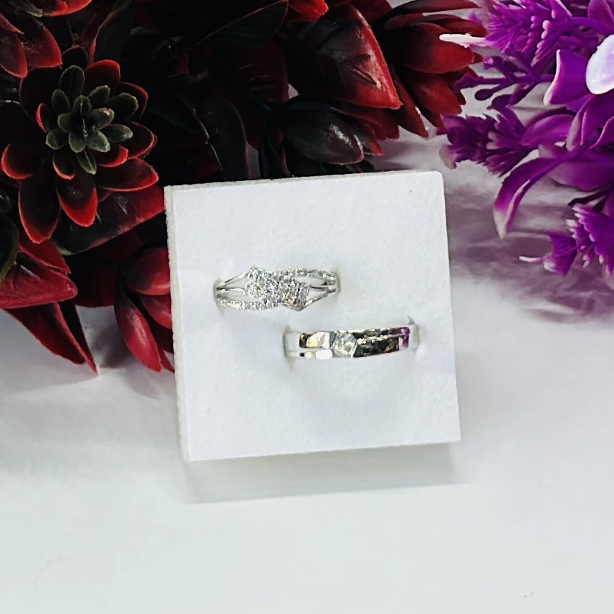 Set of silver-plated couple rings
