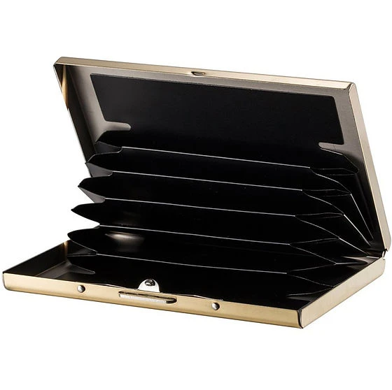 Gold tone metal RFID-blocking credit card holder