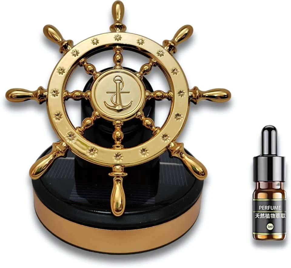 Solar powered ship's steering wheel decoration,