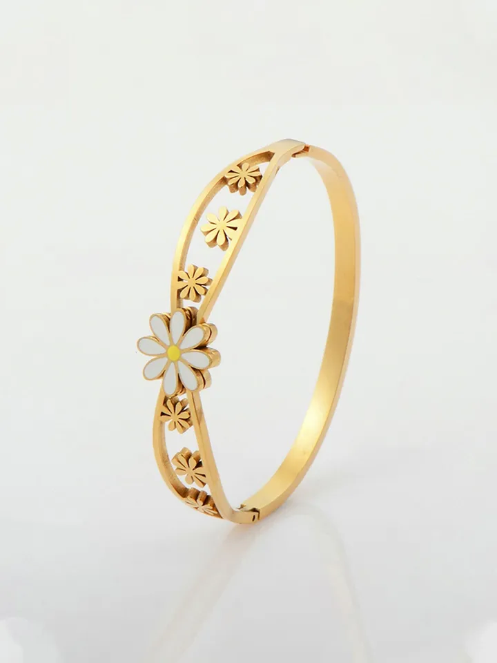 Gold plated stainless steel bangle bracelet
