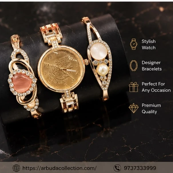 Ladies Analog Watch & Bracelet Combo