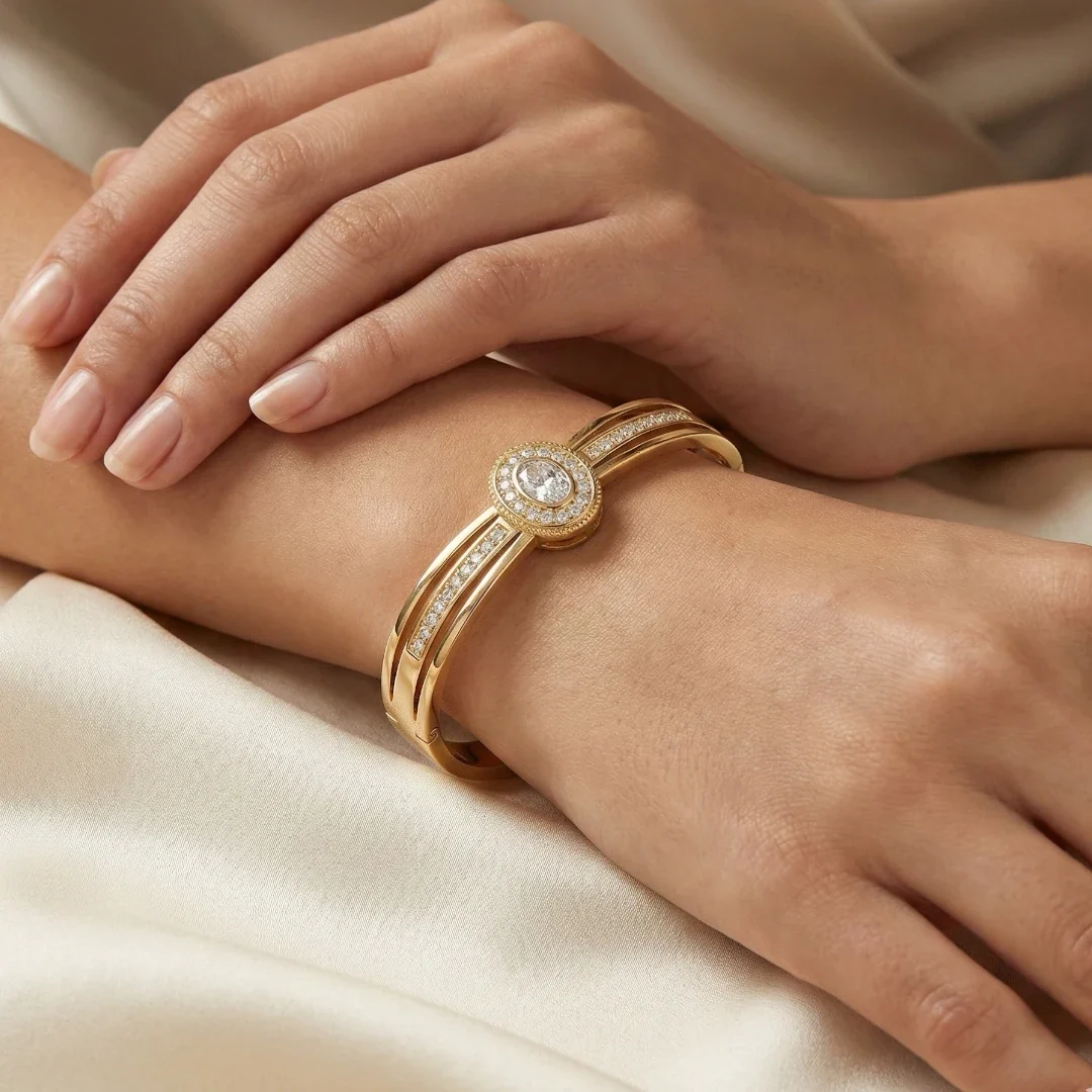 Gold Plated Royal Oval Stone Bracelet Bracelet