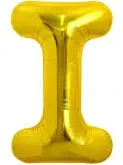 Gold foil letter "I” balloon