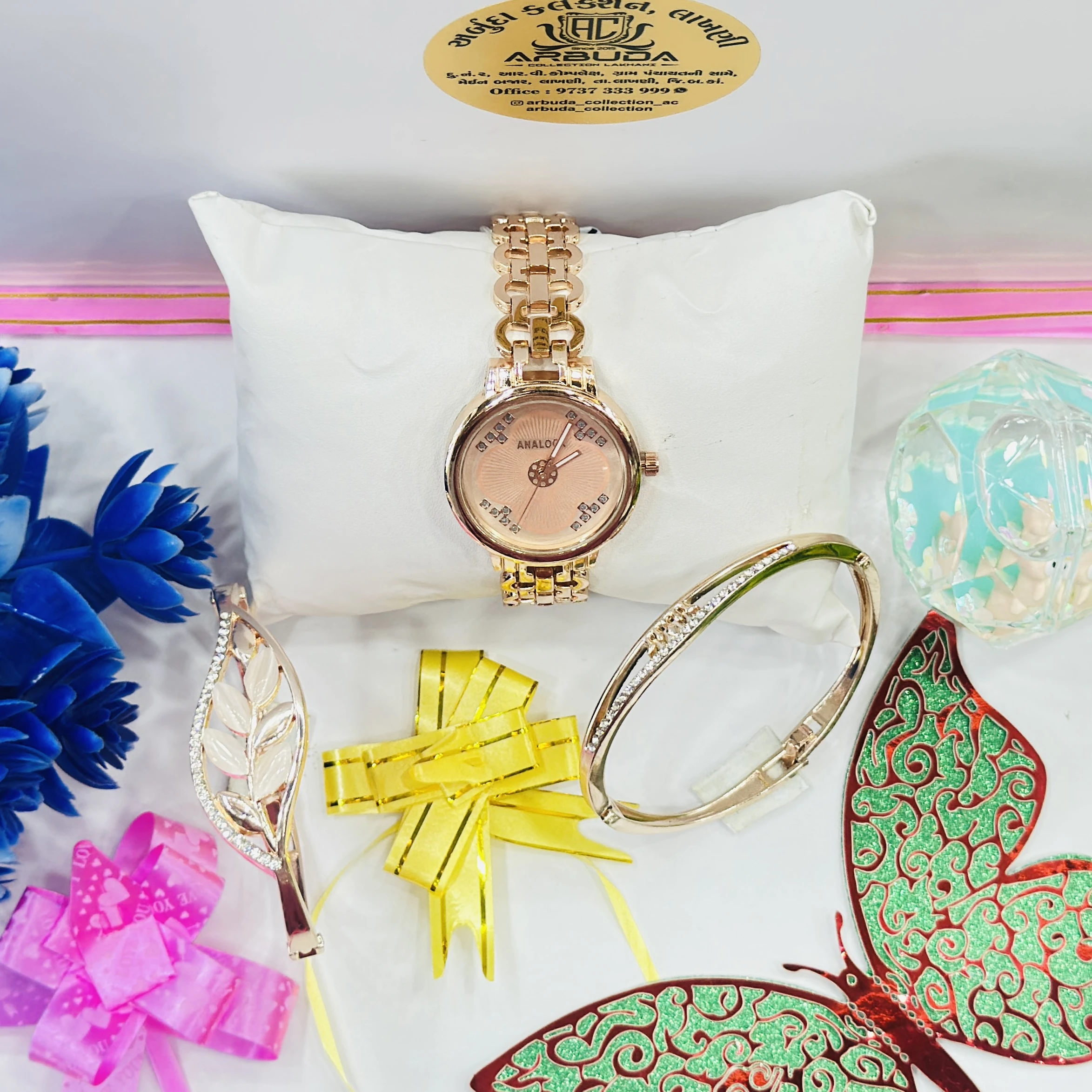 Rose gold Analogox brand watch set