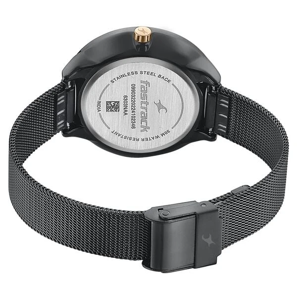 Fastrack Stunners Quartz Analog Black Dial Stainless Steel Strap Watch for Girls  Model No.NT6303KM01