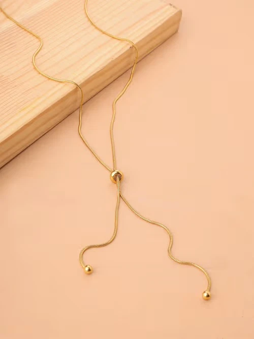 Gold Plated Titanium Steel Slider Necklace