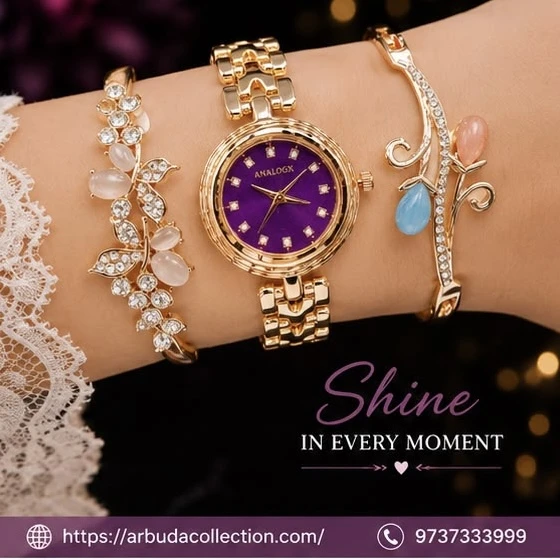 Ladies Analog Watch & Bracelet Combo