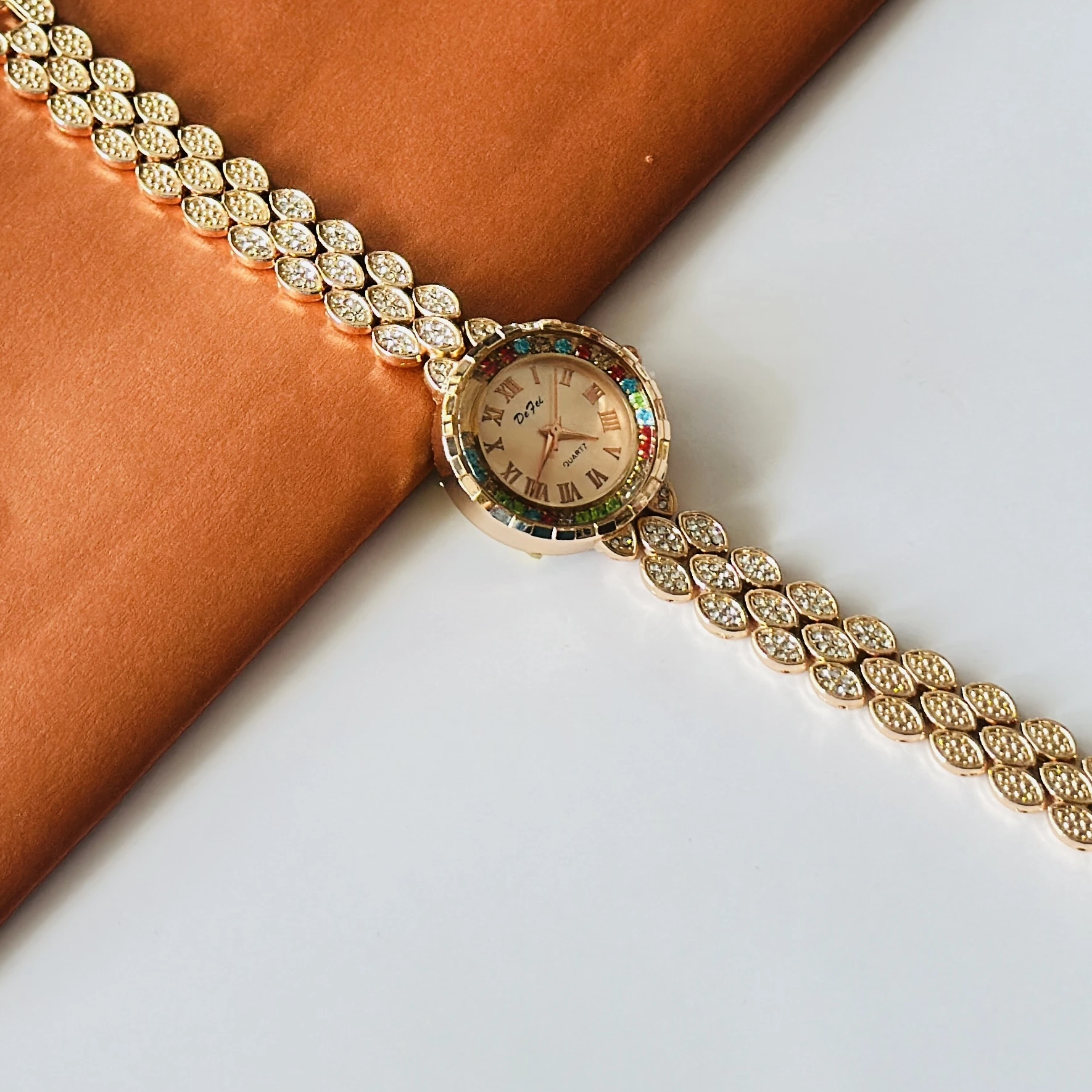 Gold toned Xuping women's bracelet watch