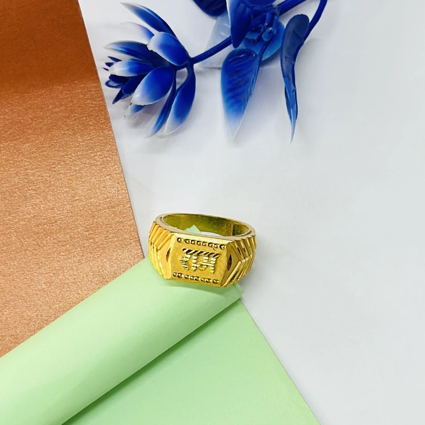 Gold plated signet ring for men