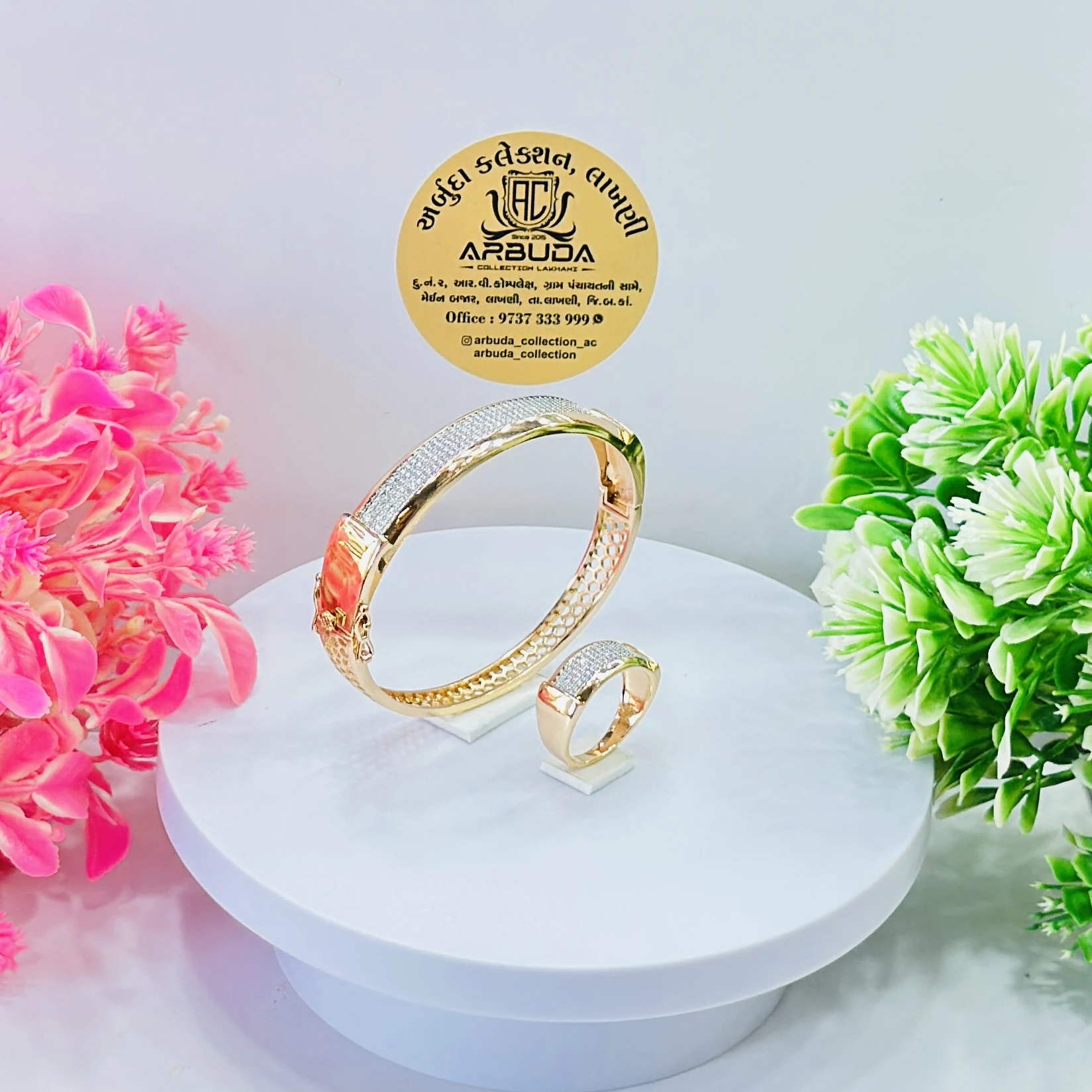Gold toned  Kada and ring set