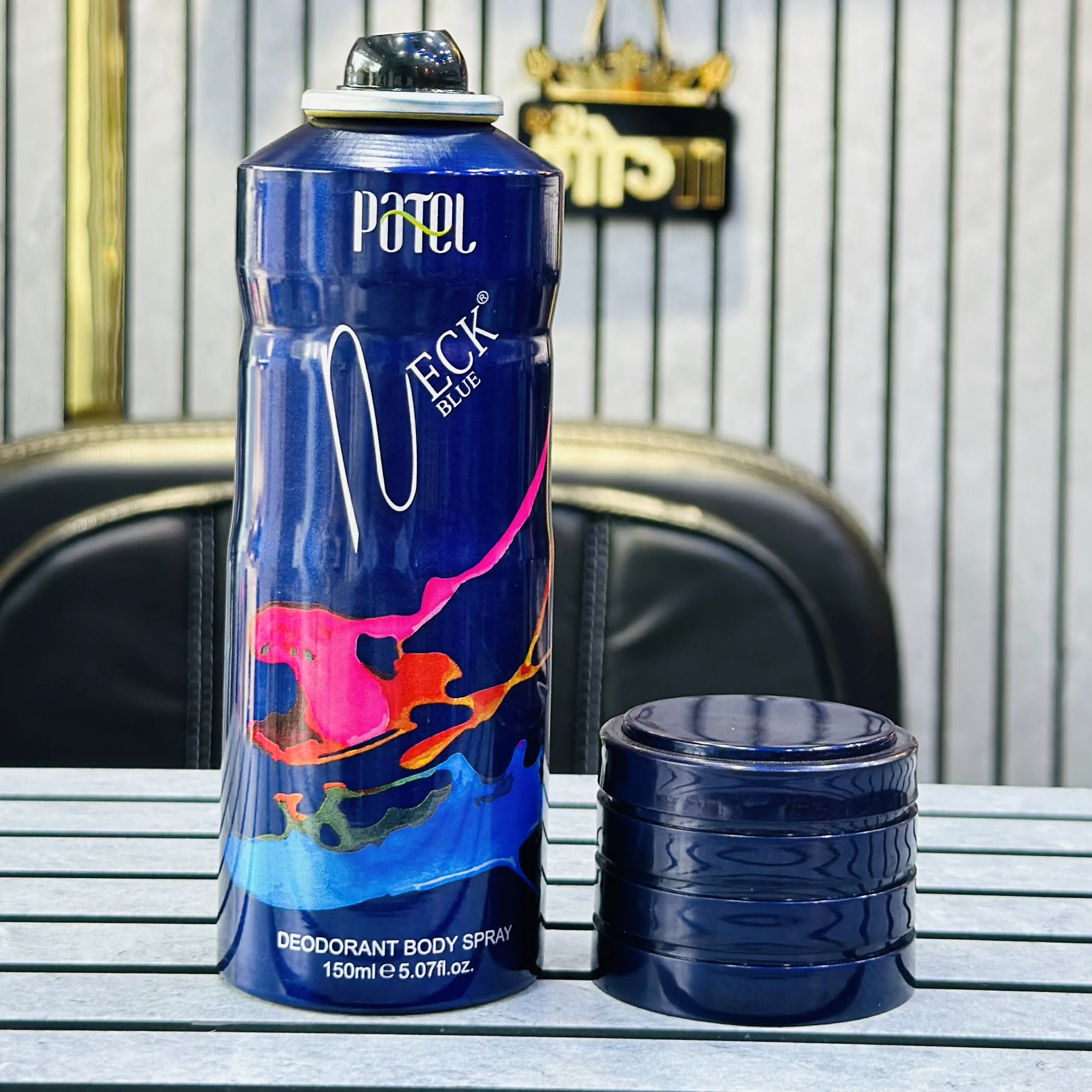 Neck blue perfume