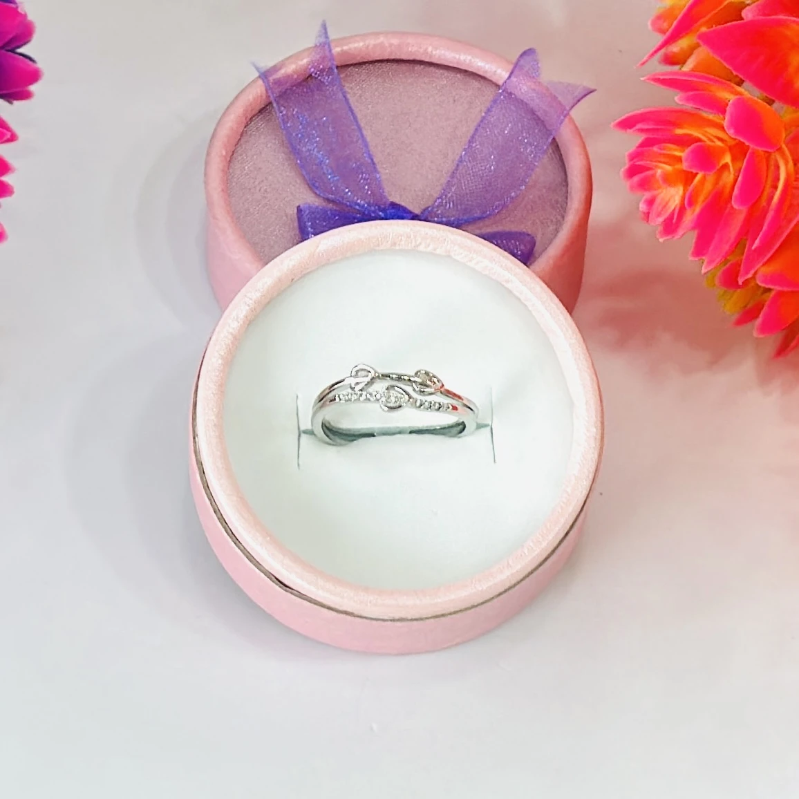 silver-toned, adjustable, open-band nail ring