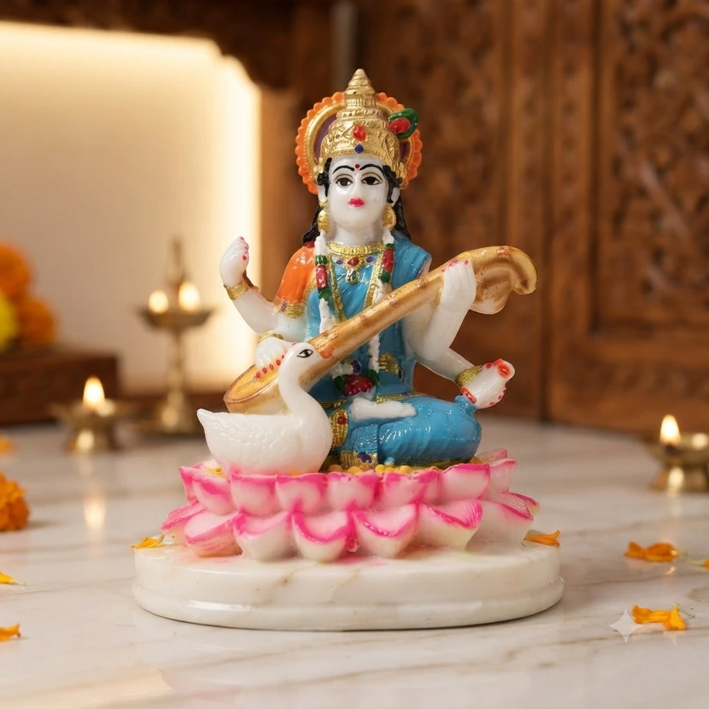 colorful decorative Saraswati statue
