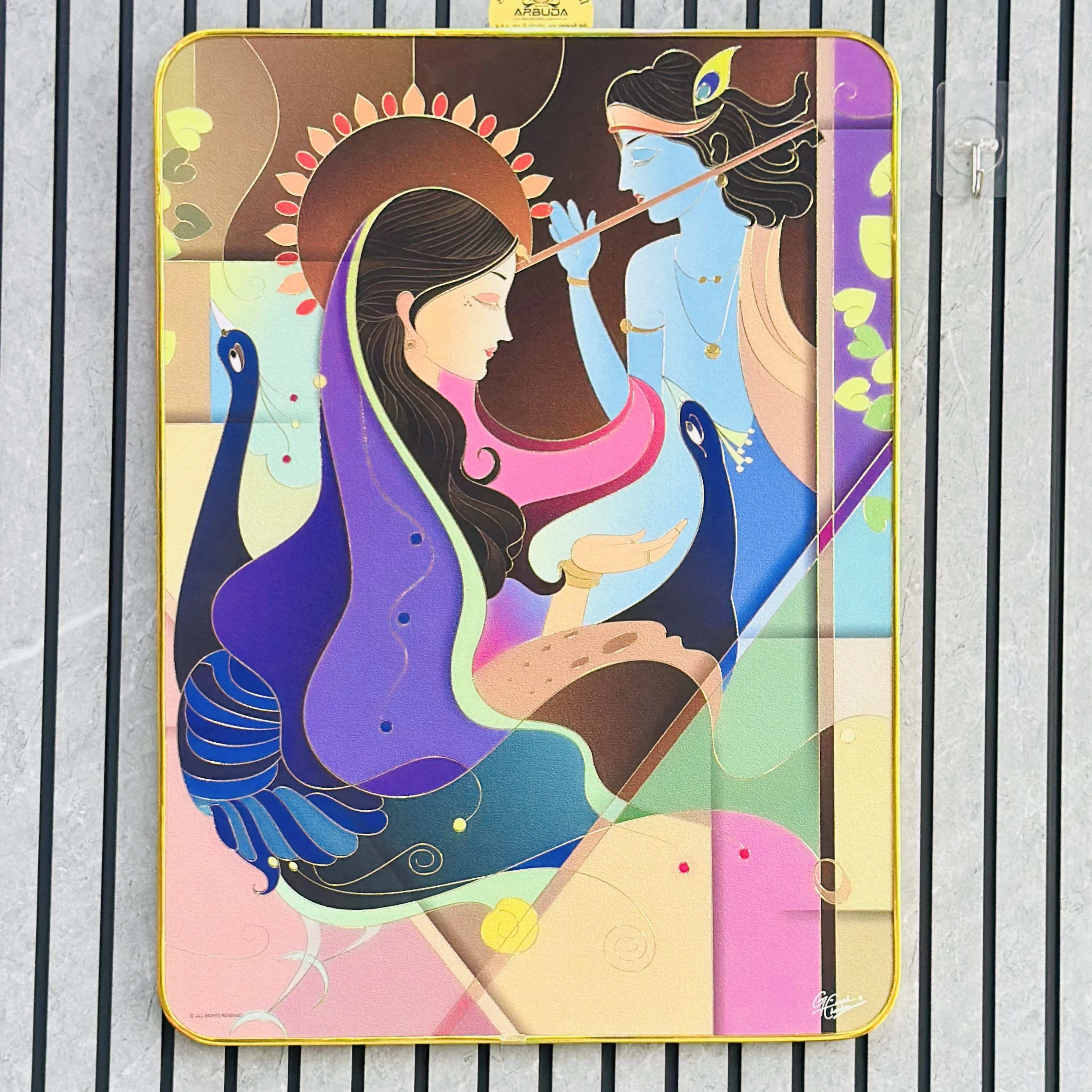 modern art painting depicting Radha and Krishna. (SKU-N0WHFI)