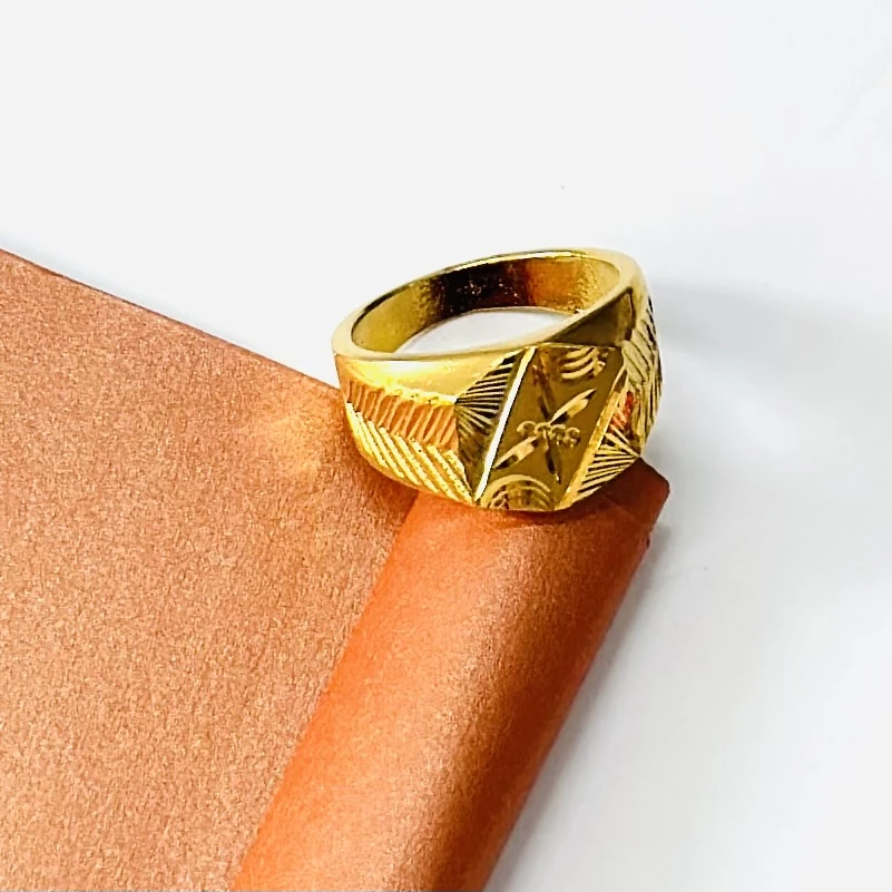 Men’s signet ring with a geometric design.