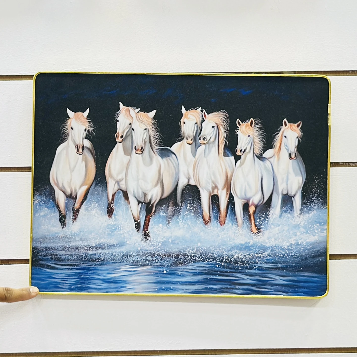 7 running white horses painting….. EQ4LWW