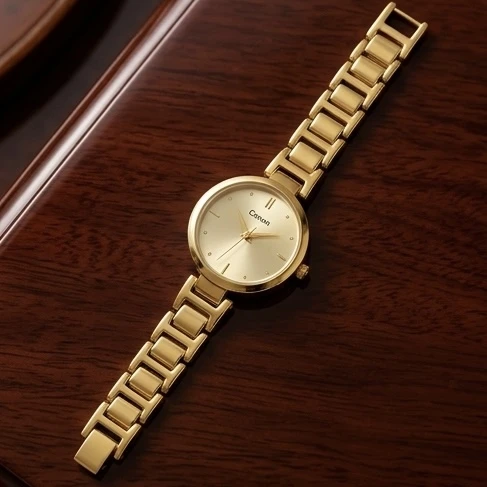 Gold toned Citron analog wristwatch