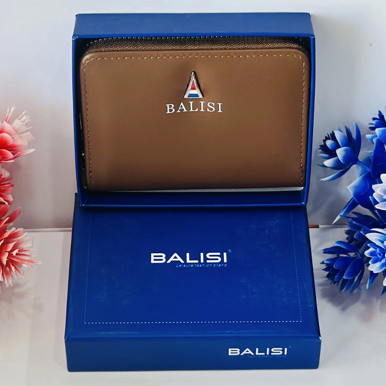 Plain Balisi Zip Button Mens Wallets