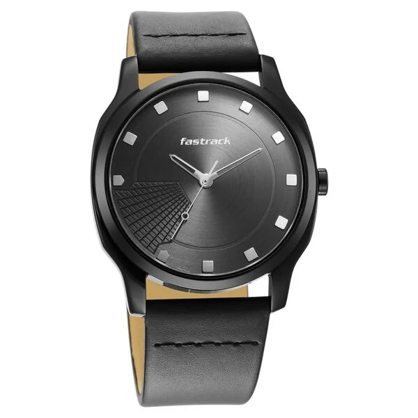 Fastrack Stunners Quartz Analog Anthracite Dial Leather Strap Watch for Guys  Model No... NU3255NL01