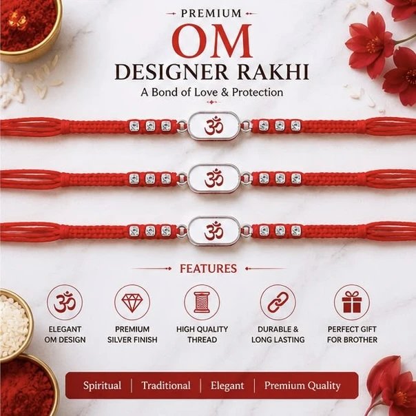 Premium Silver Om Rakhi