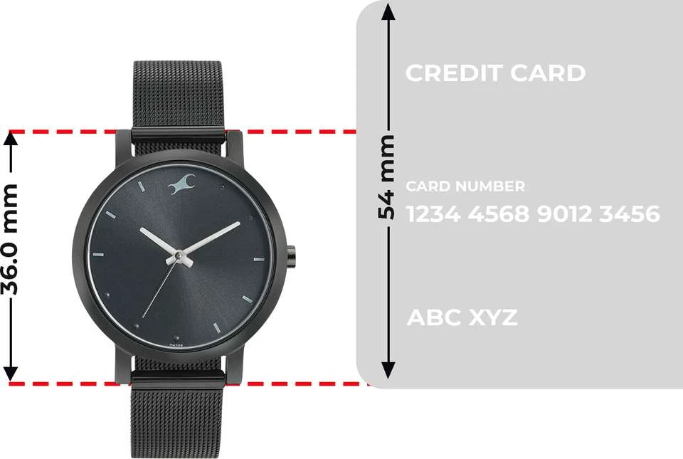 Fastrack Fleek Analog Watch featuring a sleek black dial and a matching black stainless steel mesh strap.