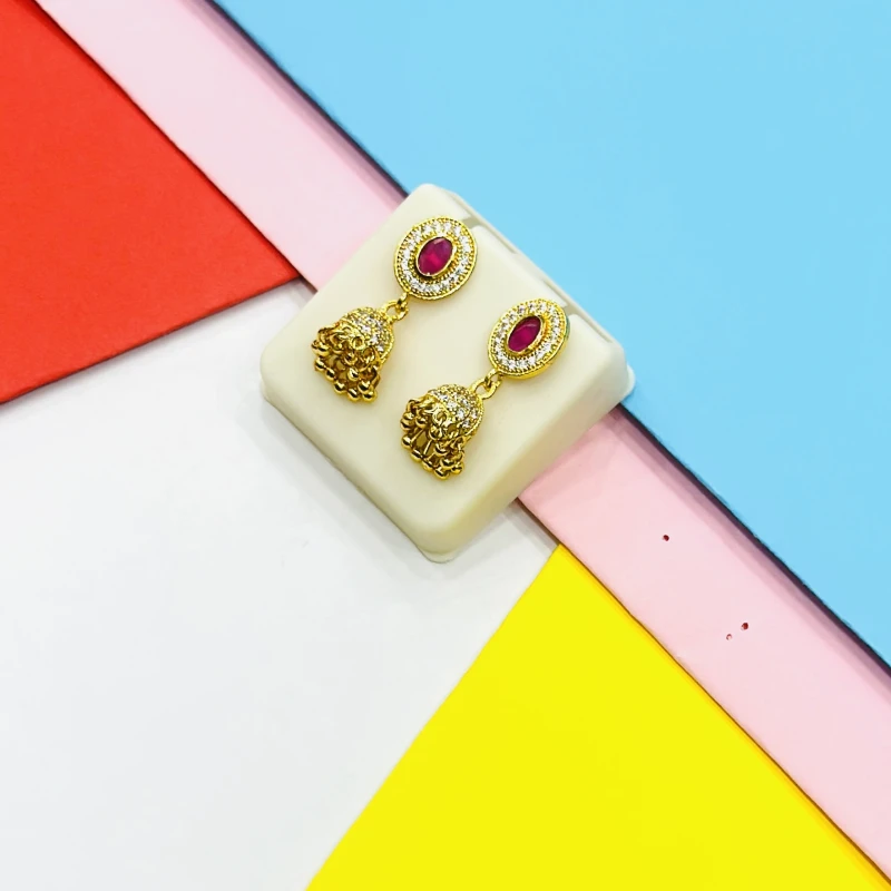pair of gold-plated jhumka earrings