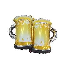 PartyPal" brand foil balloon featuring two beer mugs.