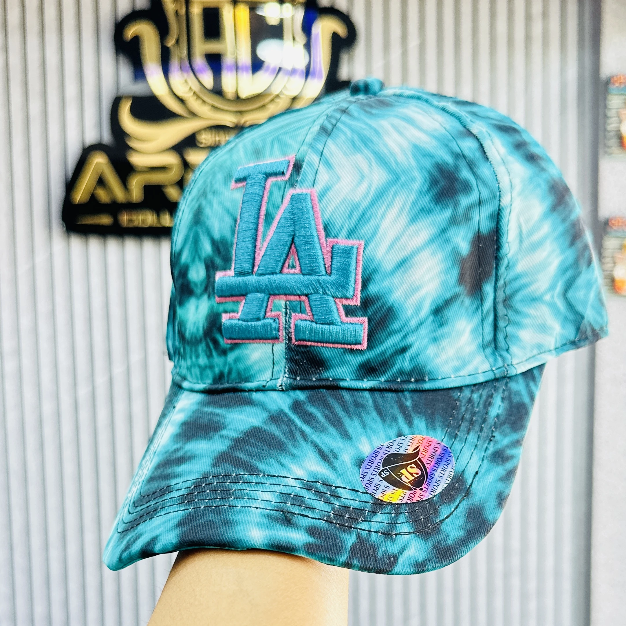 MLB Los Angeles Dodgers tie-dye adjustable hat.