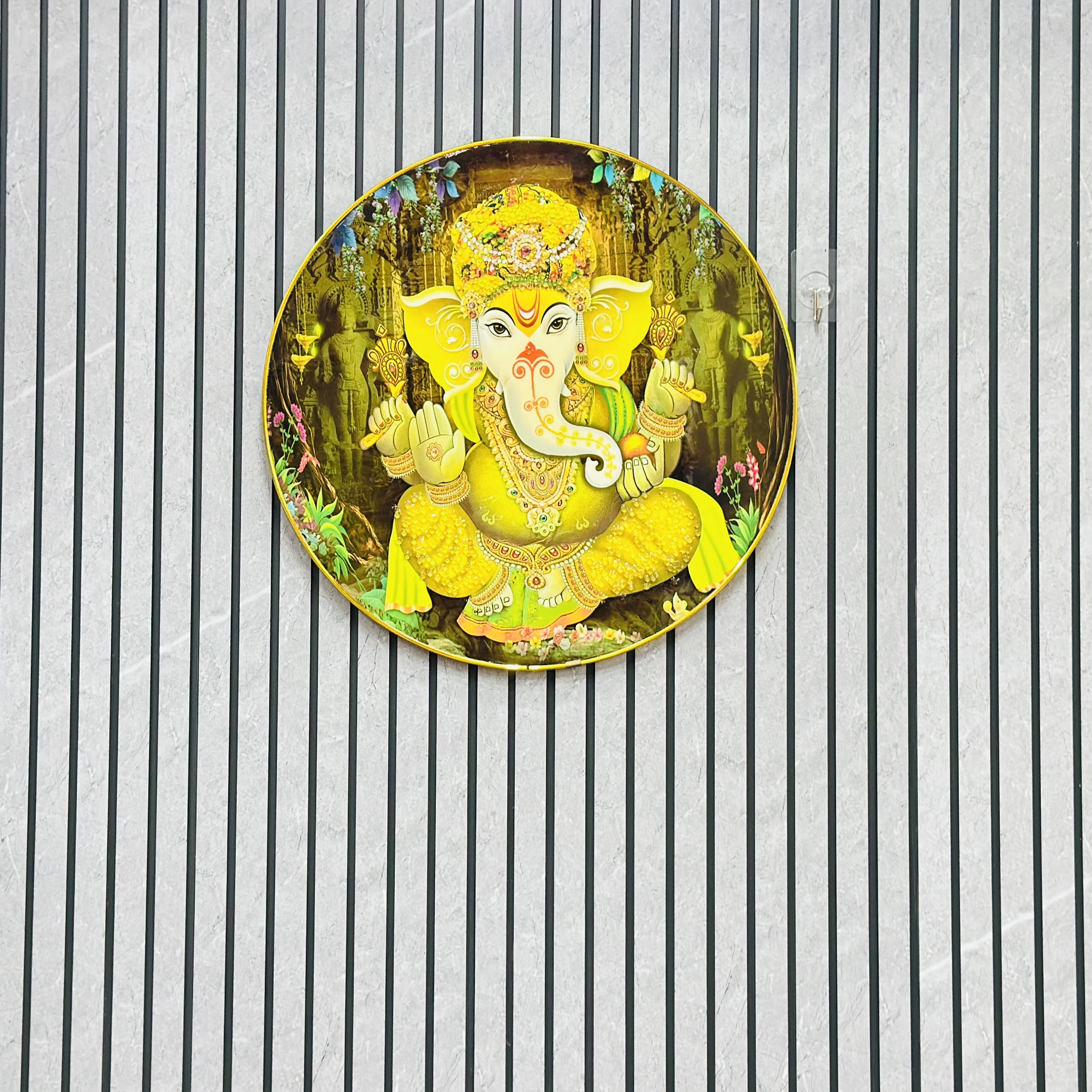 “Yellow Ganpati Temple Wall Decor Frame"(SKU -TYK705)
