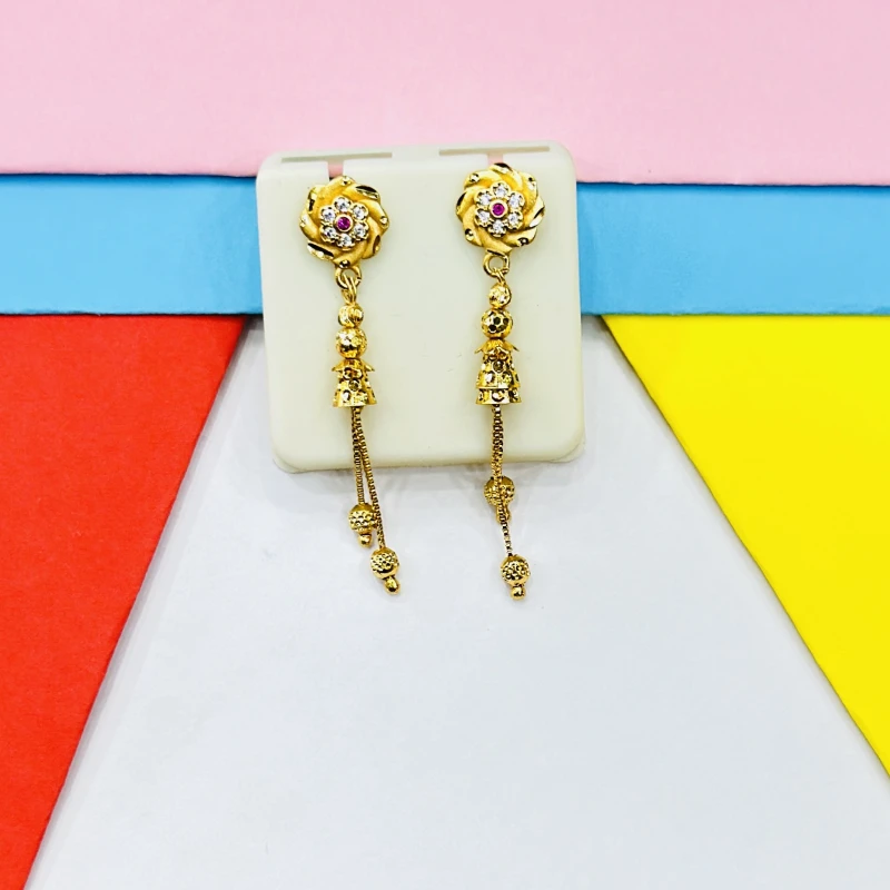 pair of gold-plated long drop and dangle earrings