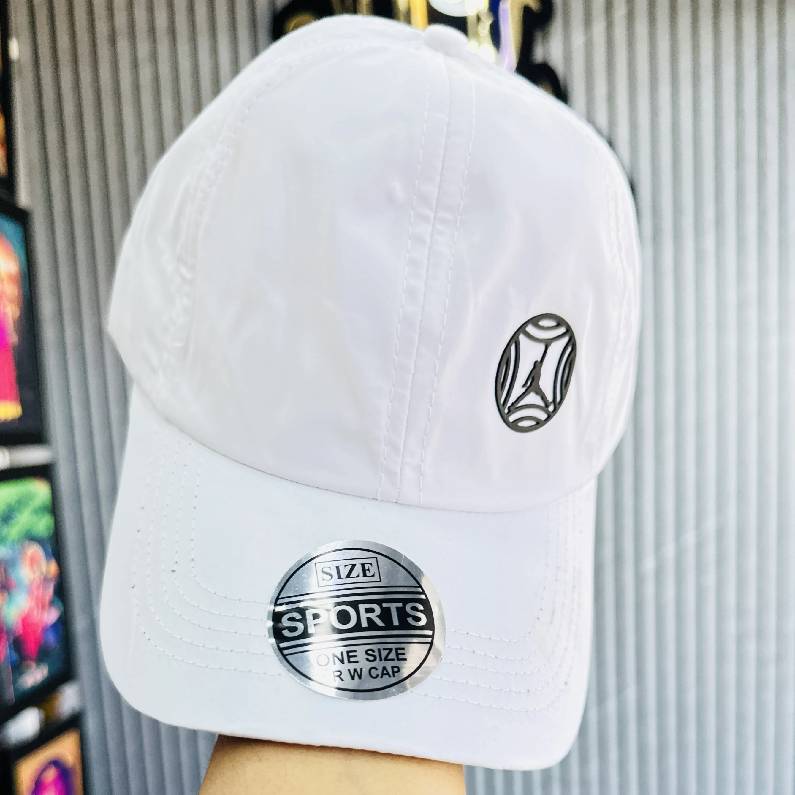 appears to be a white Nike branded baseball cap