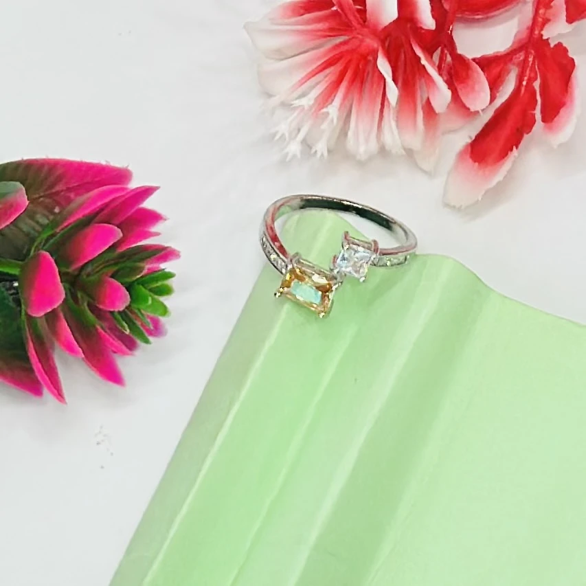 Sterling Forever Sterling Silver Canary 3 Stone Engagement Ring.