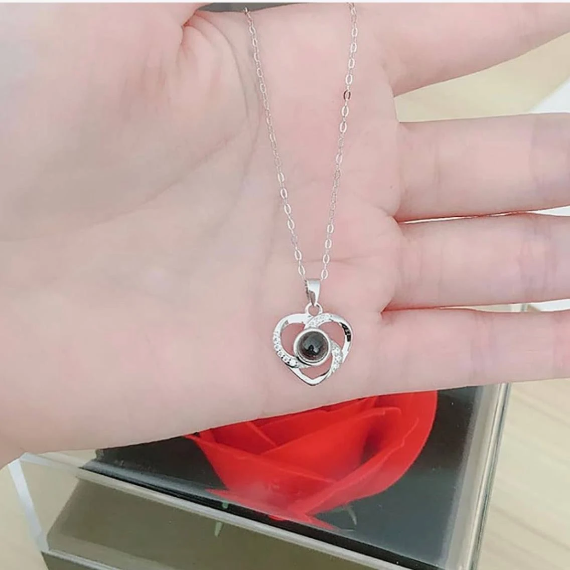 Silver Heart Projection Pendant