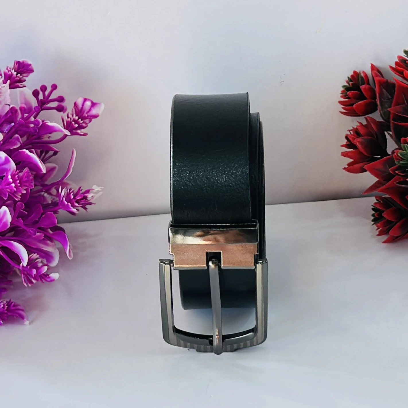 Casual Black Artificial Leather Belt