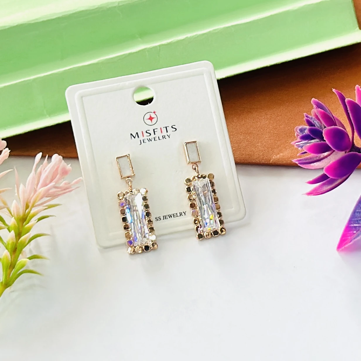 Jewelry rectangular drop earrings