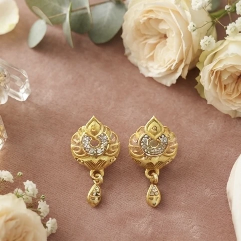 Gold plated brass drop earrings